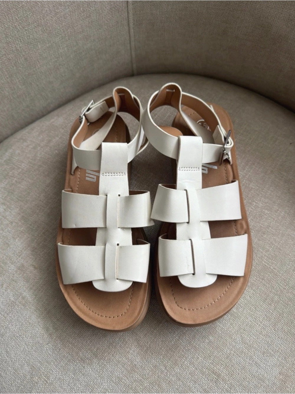 SHEIN White Girls Buckle Fisherman Sandals